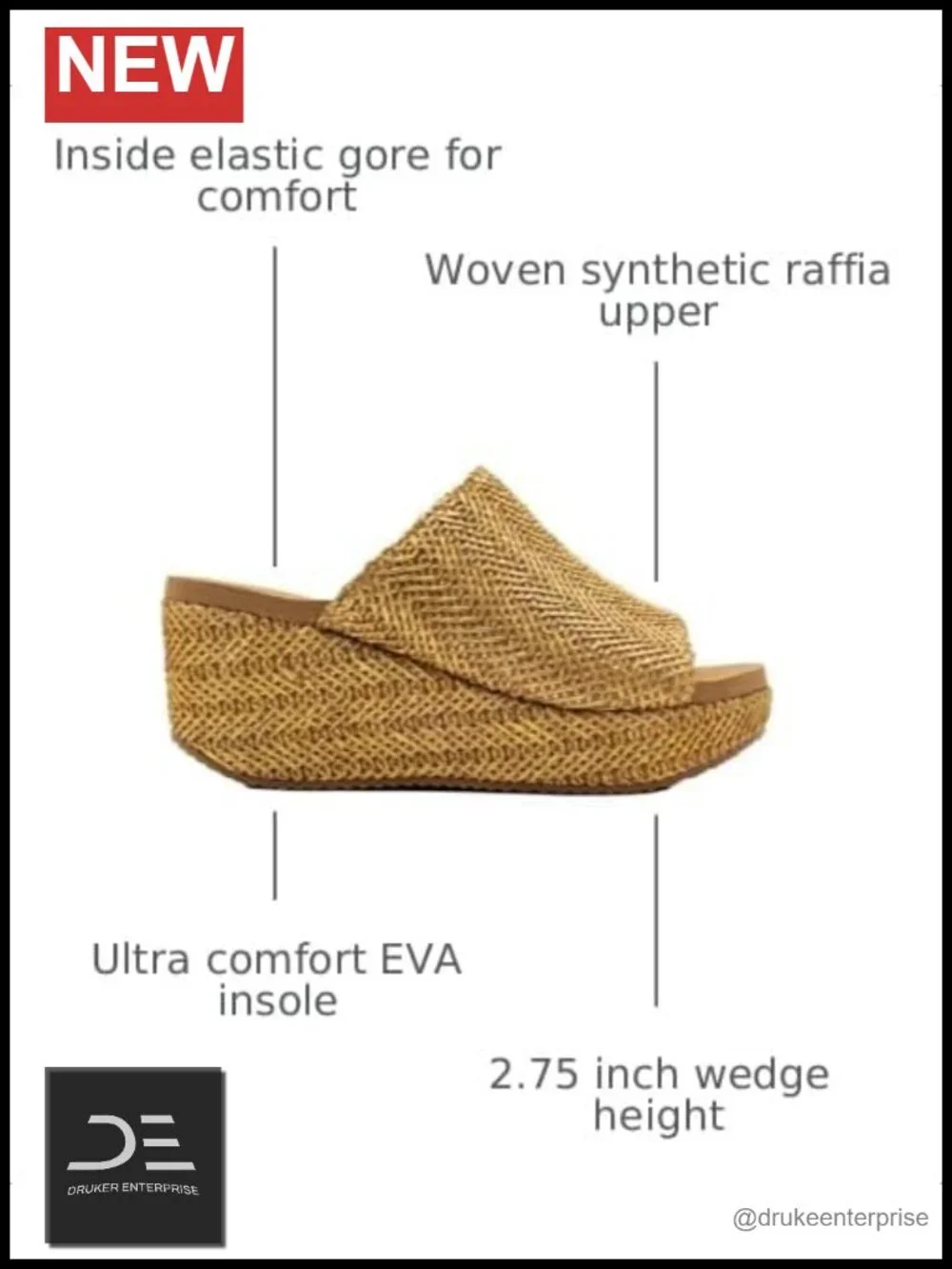 Womens Canteen Wedge Sandals Slide Comfort EVA Insole 2.75 Heel